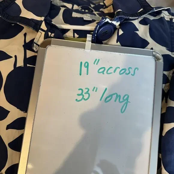 Boden Coat Womens 6 Blue White Apple Print Hooded Belted Rain Trench Jacket - Picture 13 of 13